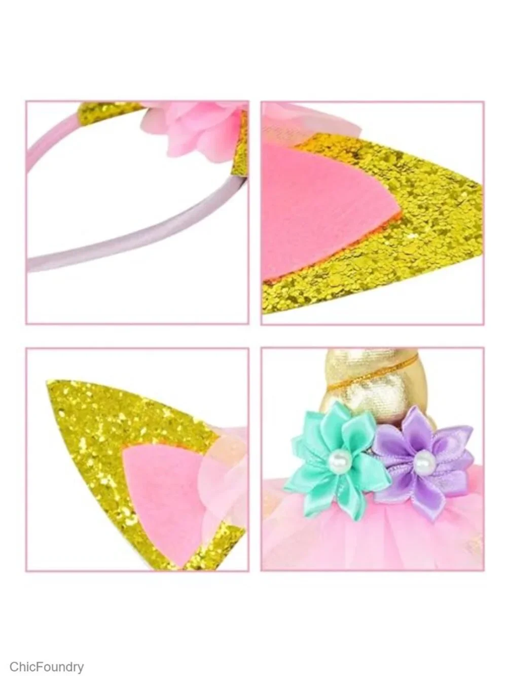 Unicorn Horn Headband Glitter Cute Hairband Birthday Party Cosplay Hair